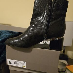Franco Sarto Black Textured Ankle Boots